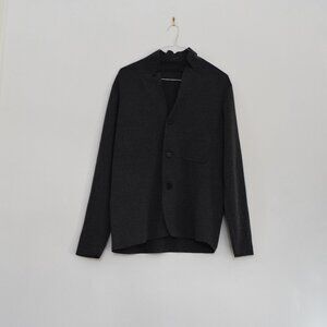 UNIQLO Grey Wool Fine Knit Double Lapel Cardigan | Size L